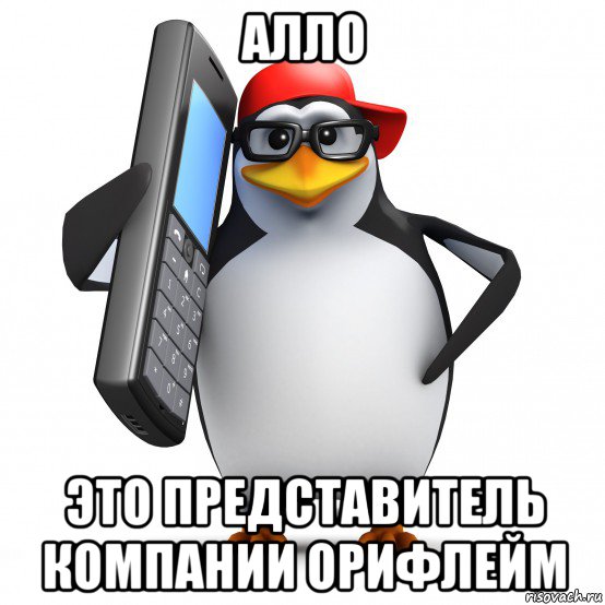 алло это представитель компании орифлейм, Мем   Пингвин звонит