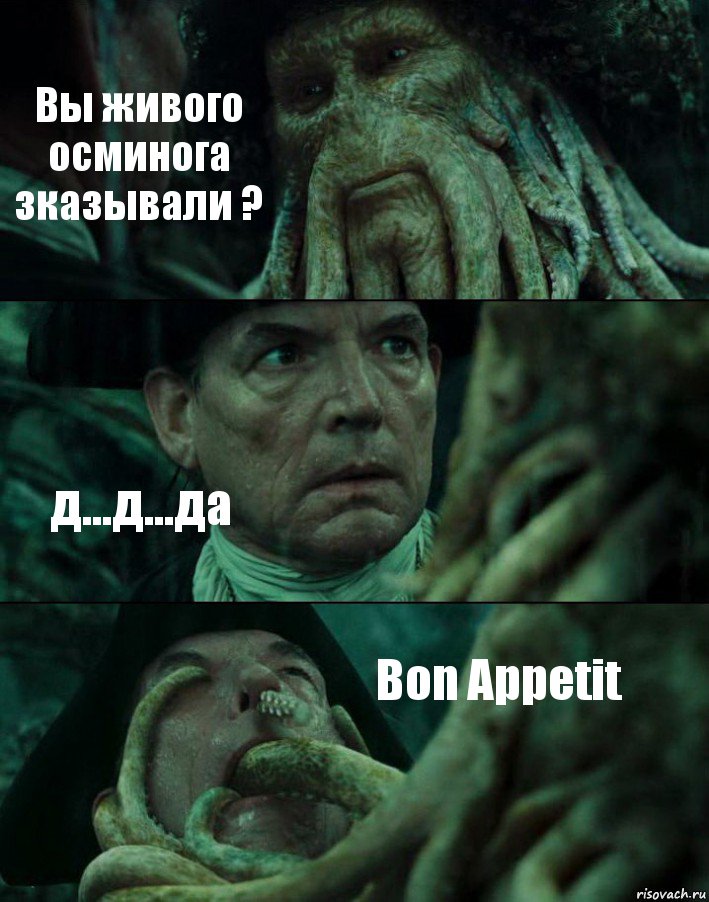 Вы живого осминога зказывали ? д...д...да Bon Appetit