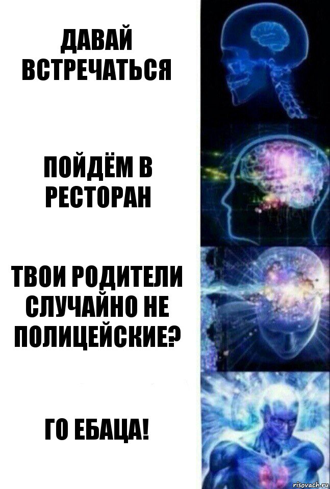 Давай встречаться Пойдём в ресторан Твои родители случайно не полицейские? Го ебаца!, Комикс  Сверхразум