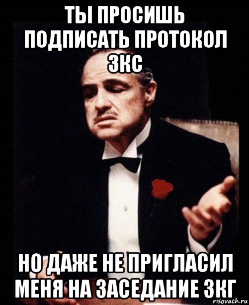 ты просишь подписать протокол зкс но даже не пригласил меня на заседание зкг