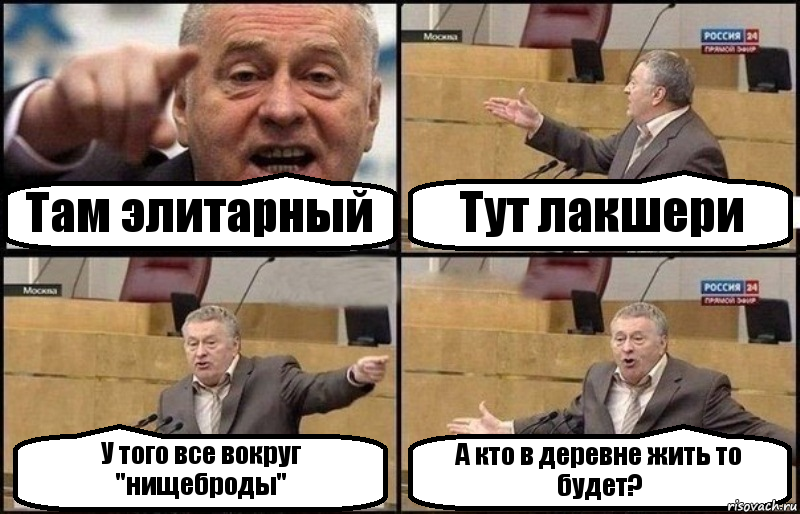 Там элитарный Тут лакшери У того все вокруг "нищеброды" А кто в деревне жить то будет?, Комикс Жириновский