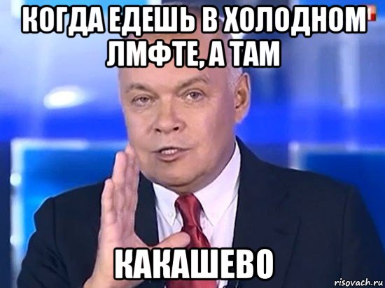 когда едешь в холодном лмфте, а там какашево, Мем Киселёв 2014