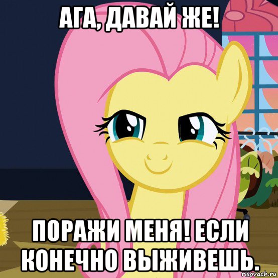 ага, давай же! поражи меня! если конечно выживешь., Мем  Mem Fluttershy