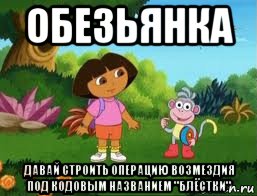 обезьянка давай строить операцию возмездия под кодовым названием "блёстки", Мем Даша следопыт