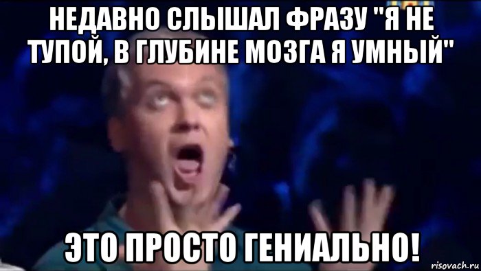 недавно слышал фразу "я не тупой, в глубине мозга я умный" это просто гениально!, Мем  Это ШЕДЕВР