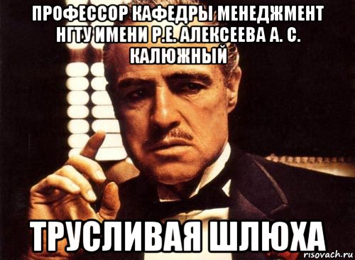 профессор кафедры менеджмент нгту имени р.е. алексеева а. с. калюжный трусливая шлюха, Мем крестный отец