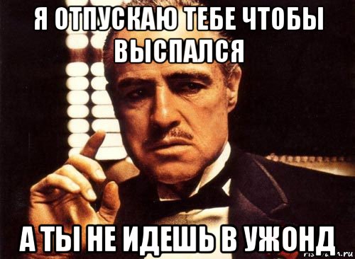 я отпускаю тебе чтобы выспался а ты не идешь в ужонд, Мем крестный отец