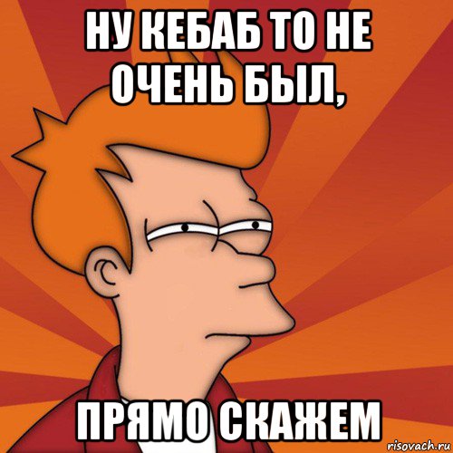 ну кебаб то не очень был, прямо скажем, Мем Мне кажется или (Фрай Футурама)