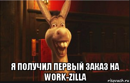  я получил первый заказ на work-zilla, Мем Осел из Шрека