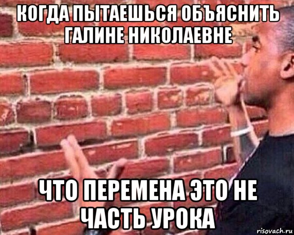 когда пытаешься объяснить галине николаевне что перемена это не часть урока, Мем разговор со стеной