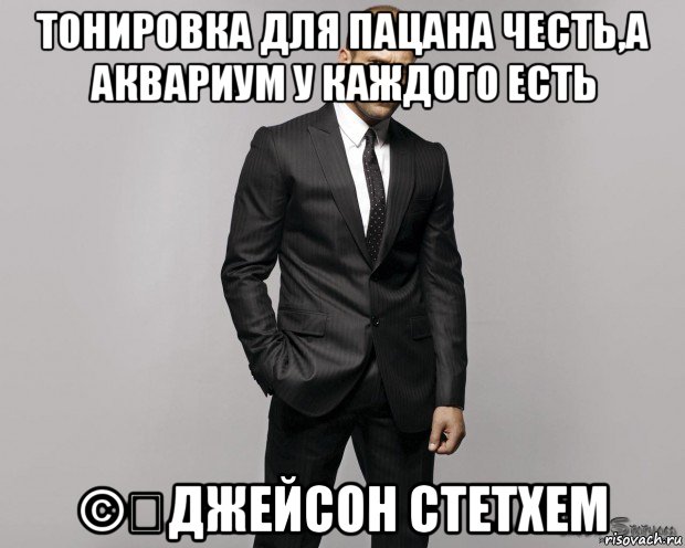 тонировка для пацана честь,а аквариум у каждого есть ©️джейсон стетхем, Мем  стетхем