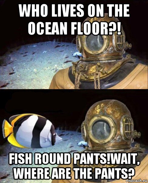 who lives on the ocean floor?! fish round pants!wait, where are the pants?, Мем   Высокое давление