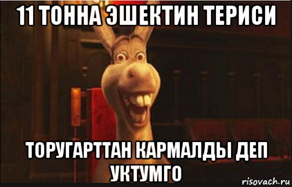 11 тонна эшектин териси торугарттан кармалды деп уктумго, Мем Осел из Шрека