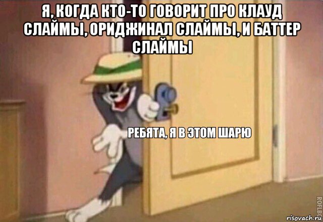 я, когда кто-то говорит про клауд слаймы, ориджинал слаймы, и баттер слаймы , Мем    Ребята я в этом шарю