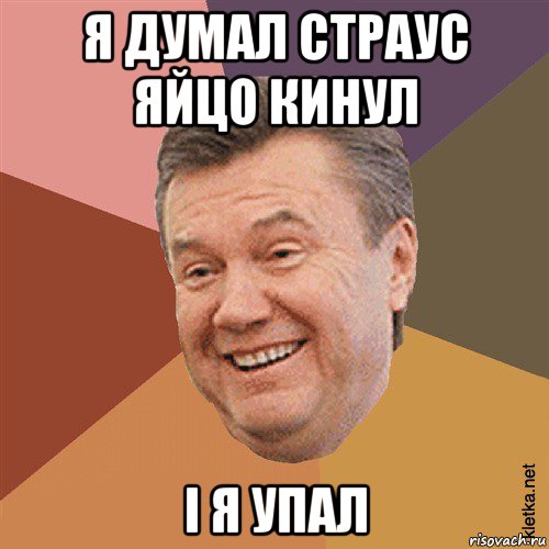 я думал страус яйцо кинул і я упал, Мем Типовий Яник