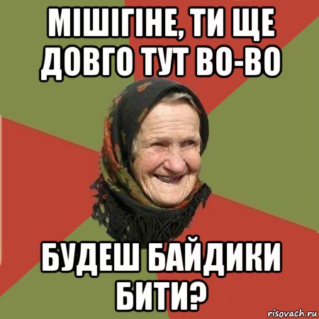 мішігіне, ти ще довго тут во-во будеш байдики бити?, Мем  Бабушка