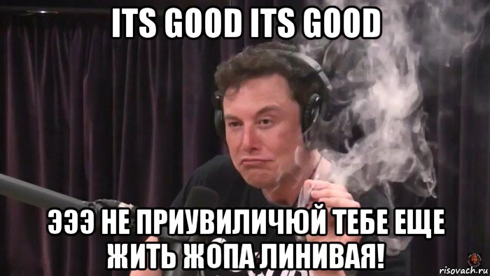 its good its good эээ не приувиличюй тебе еще жить жопа линивая!, Мем Илон Маск