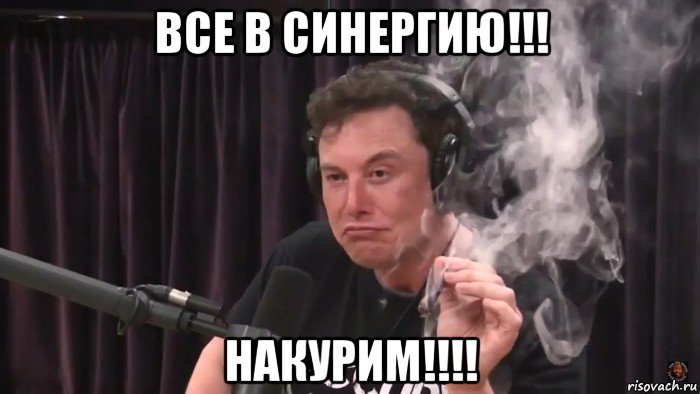 все в синергию!!! накурим!!!!, Мем Илон Маск