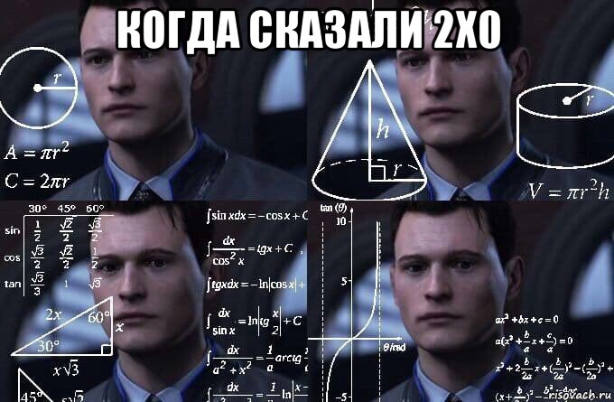 когда сказали 2x0 , Мем  Коннор задумался