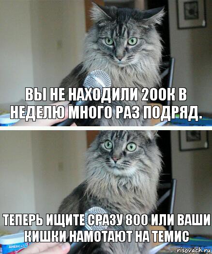 вы не находили 200к в неделю много раз подряд. теперь ищите сразу 800 или ваши кишки намотают на Темис