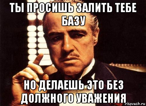 ты просишь залить тебе базу но делаешь это без должного уважения, Мем крестный отец