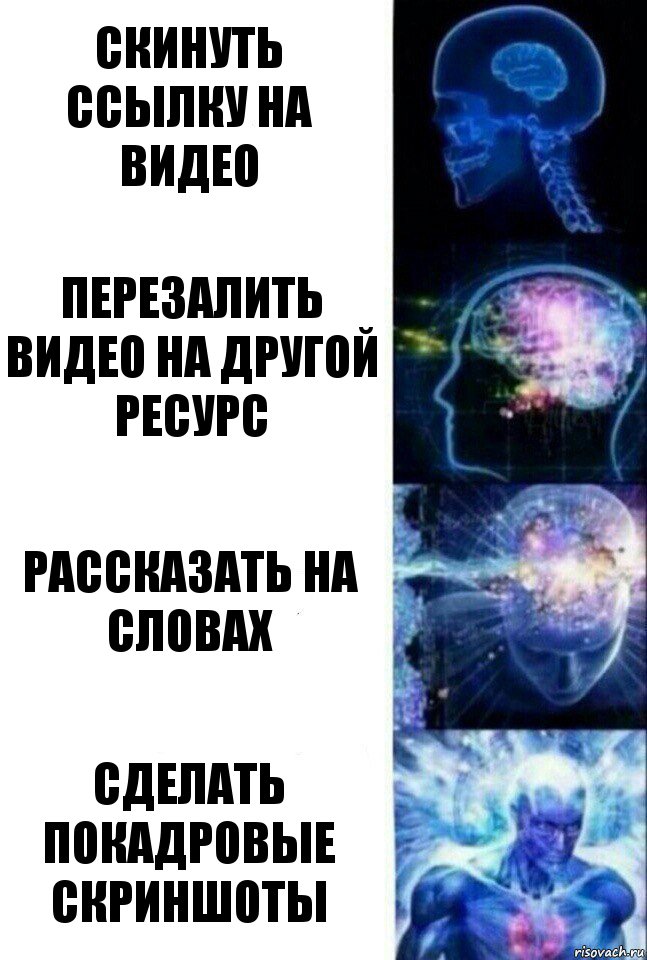 скинуть ссылку на видео перезалить видео на другой ресурс рассказать на словах сделать покадровые скриншоты, Комикс  Сверхразум