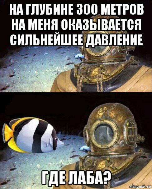 на глубине 300 метров на меня оказывается сильнейшее давление где лаба?, Мем   Высокое давление