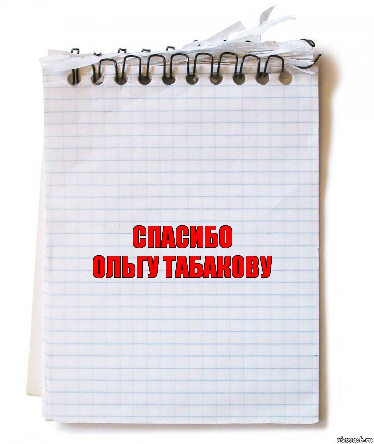 спасибо
Ольгу Табакову, Комикс   блокнот с пружинкой