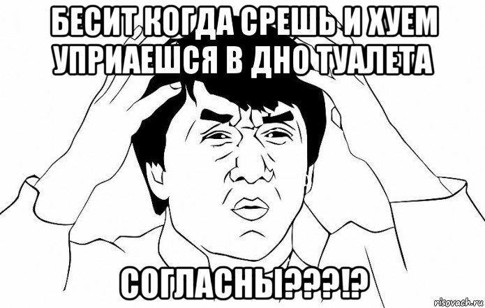 бесит когда срешь и хуем уприаешся в дно туалета согласны???!?, Мем ДЖЕКИ ЧАН