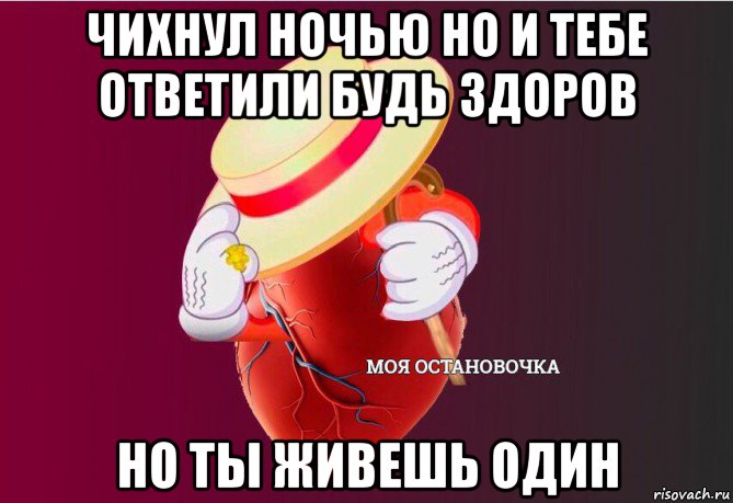 чихнул ночью но и тебе ответили будь здоров но ты живешь один, Мем   Моя остановочка