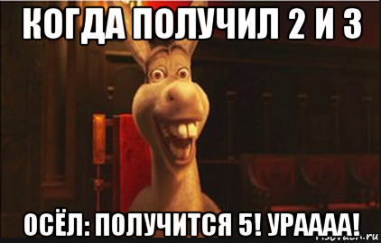 когда получил 2 и 3 осёл: получится 5! ураааа!