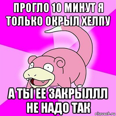 прогло 10 минут я только окрыл хелпу а ты ее закрыллл не надо так, Мем слоупок