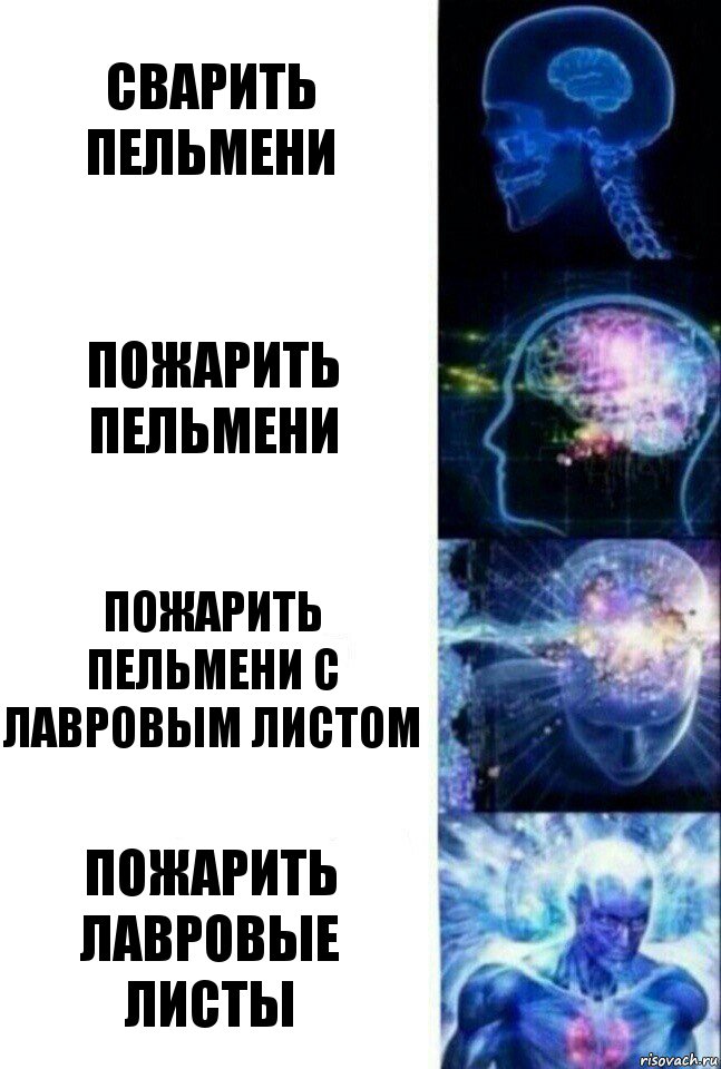 Сварить пельмени Пожарить пельмени Пожарить пельмени с лавровым листом Пожарить лавровые листы, Комикс  Сверхразум