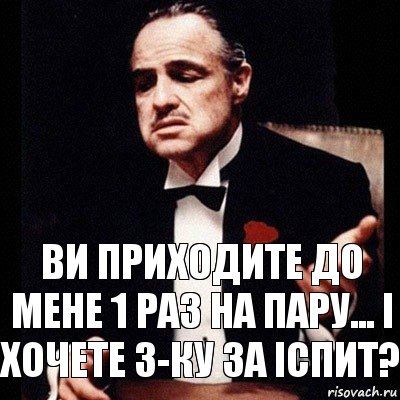 Ви приходите до мене 1 раз на пару... і хочете 3-ку за іспит?