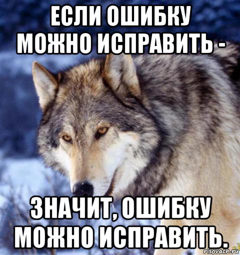 Значит удались. Ошибка Мем волк. Мемы про ошибки. Одна ошибка и ты ошибся Мем. Мем про исправление ошибок.