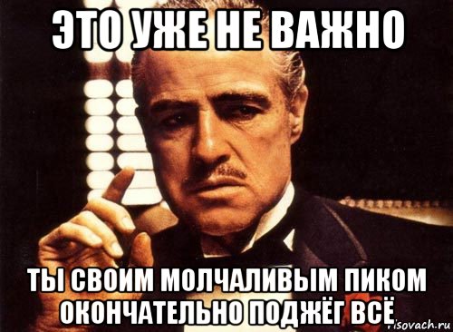 это уже не важно ты своим молчаливым пиком окончательно поджёг всё, Мем крестный отец