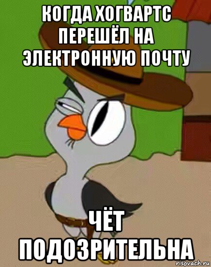 когда хогвартс перешёл на электронную почту чёт подозрительна, Мем    Упоротая сова