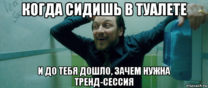 когда сидишь в туалете и до тебя дошло, зачем нужна тренд-сессия, Мем  Что происходит