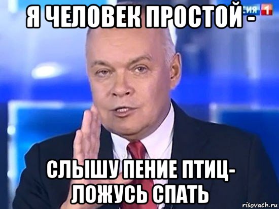 я человек простой - слышу пение птиц- ложусь спать, Мем Киселёв 2014