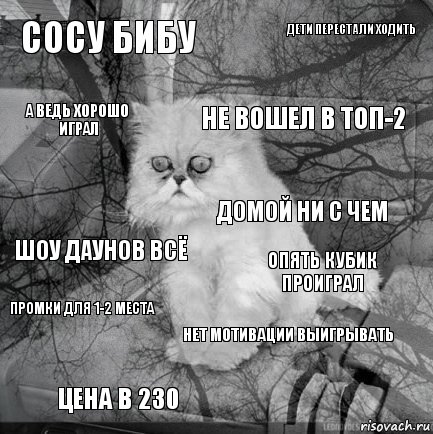 сосу бибу опять кубик проиграл не вошел в топ-2 цена в 230 шоу даунов всё дети перестали ходить нет мотивации выигрывать а ведь хорошо играл промки для 1-2 места домой ни с чем