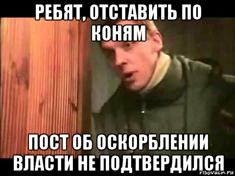 ребят, отставить по коням пост об оскорблении власти не подтвердился, Мем Ларин по коням