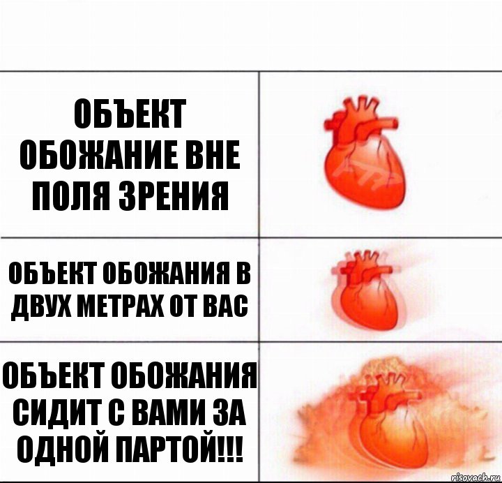 Объект обожание вне поля зрения Объект обожания в двух метрах от вас Объект обожания сидит с вами за одной партой!!!, Комикс  Расширяюшее сердце