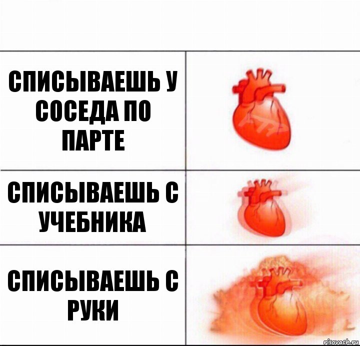 списываешь у соседа по парте списываешь с учебника списываешь с руки, Комикс  Расширяюшее сердце