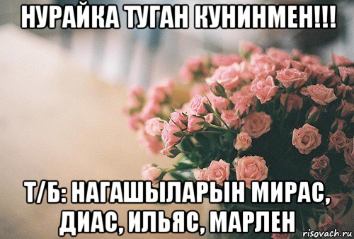 нурайка туган кунинмен!!! т/б: нагашыларын мирас, диас, ильяс, марлен