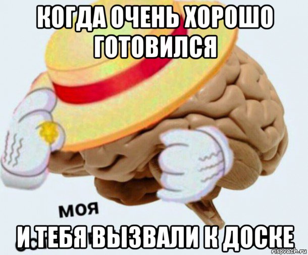 когда очень хорошо готовился и тебя вызвали к доске, Мем   Моя остановочка мозг