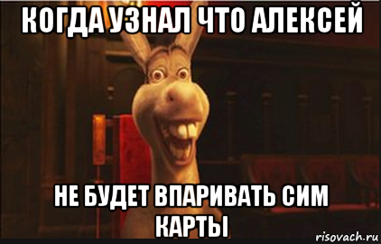 когда узнал что алексей не будет впаривать сим карты, Мем Осел из Шрека