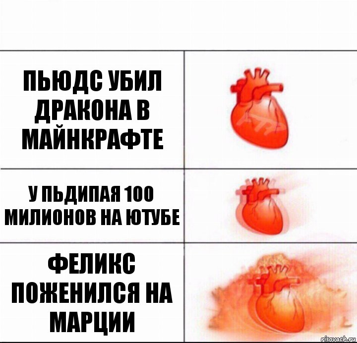 Пьюдс убил дракона в майнкрафте у пьдипая 100 милионов на ютубе Феликс поженился на марции, Комикс  Расширяюшее сердце