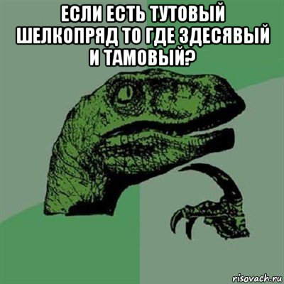 если есть тутовый шелкопряд то где здесявый и тамовый? , Мем Филосораптор