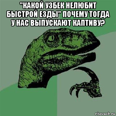 "какой узбек нелюбит быстрой езды" почему тогда у нас выпускают каптиву? , Мем Филосораптор