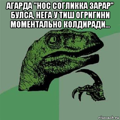 агарда "нос согликка зарар" булса, нега у тиш огригини моментально колдиради... , Мем Филосораптор